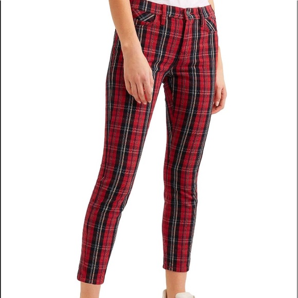 Current/Elliott The Stiletto Tartan Mid-rise jeans size 25 like new - Picture 2 of 10